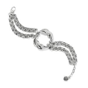 NEW BRIGHTON women's antica double chain bracelet in silver